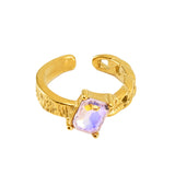 Anello dorato regolabile con cristallo viola - Mystic Pink