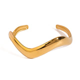 Bracciale Rigido Dorato Ondulato - Golden Wave