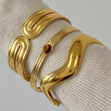 Bracciale Rigido Dorato Ondulato - Golden Wave