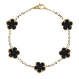 Bracciale luxury con Fiori modello Van Cleef Nero