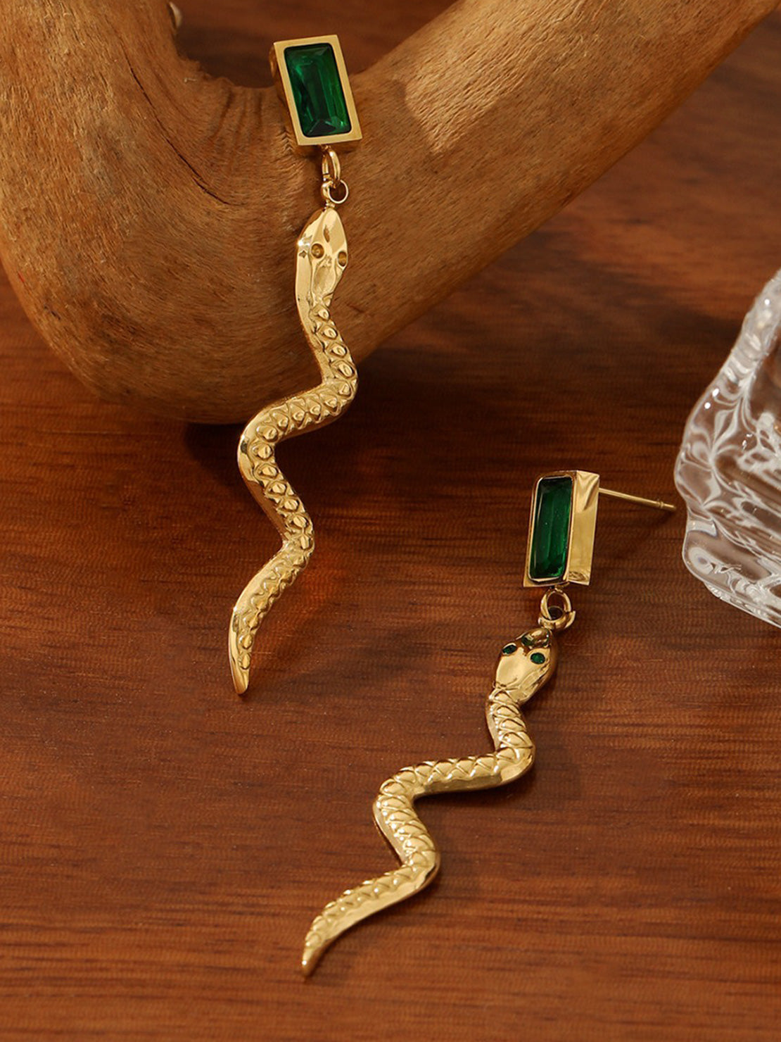 1 paio di orecchini pendenti con serpente, orecchini pendenti da donna 1 paio di orecchini pendenti con serpente, orecchini pendenti da donna