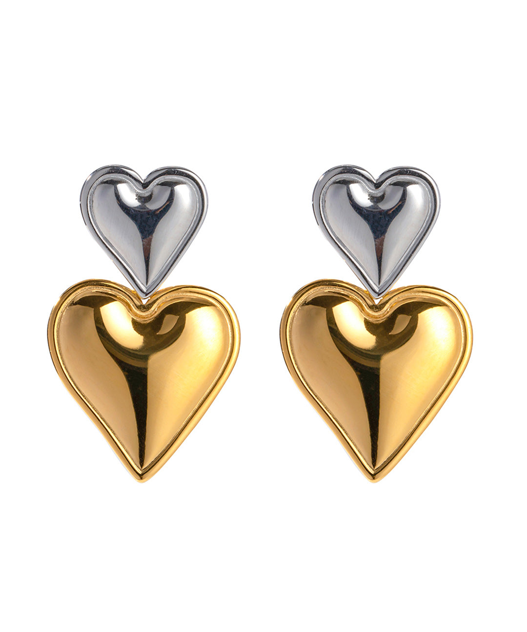Orecchini a Cuore Bicolore Argento e Oro - Love Harmony