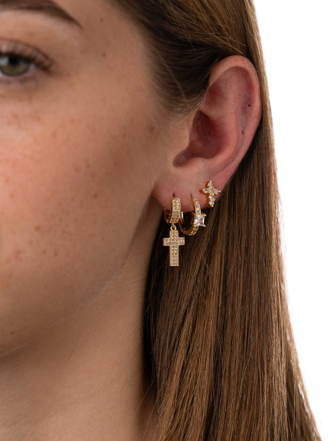 Oidea Set 3 Paia Orecchini A Croce – Uomo E Donna, Stile Punk Rock, Acciaio Inox, Ciondolo 6,3x2,3 Cm, Colori Nero, Oro E Argento, Leggeri (3g), Regalo Con Custodia